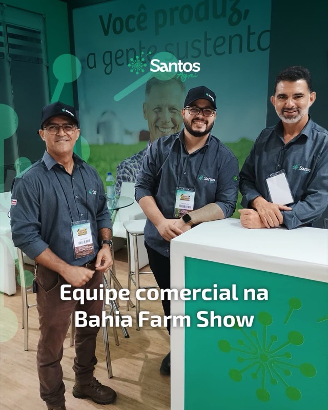 Equipe comercial da Santos Agri no estande da Bahia Farm Show 2026